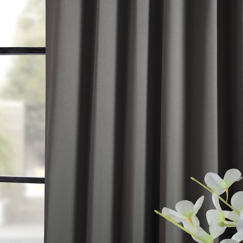 Exclusive Fabrics Anthracite Grey Blackout Curtain Panel Pair (2 Panels)