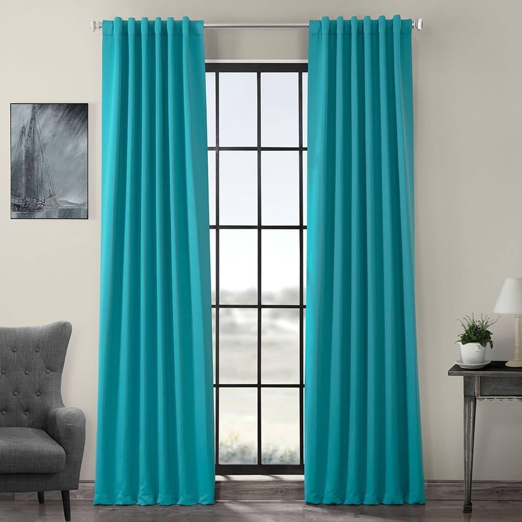 Exclusive Fabrics Turquoise Blue Room Darkening Curtain Panel Pair (2 Panels)