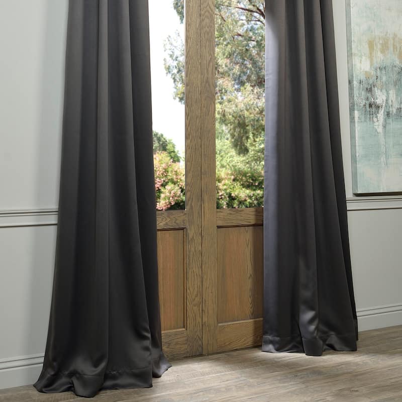 Exclusive Fabrics Anthracite Grey Grommet Room Darkening Curtain Panel Pair (2 Panels)