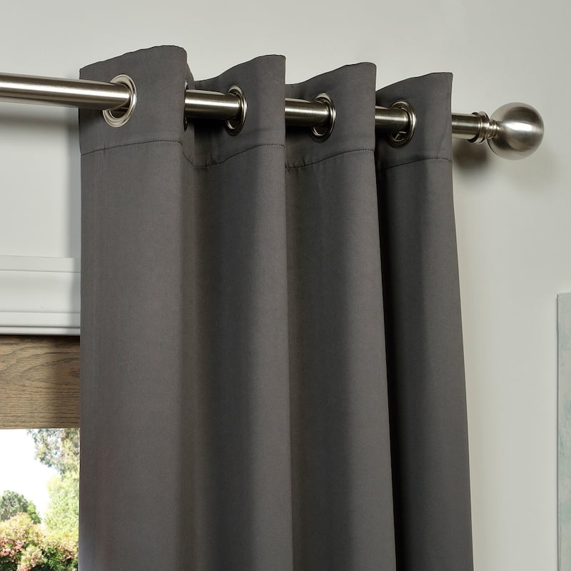 Exclusive Fabrics Anthracite Grey Grommet Room Darkening Curtain Panel Pair (2 Panels)