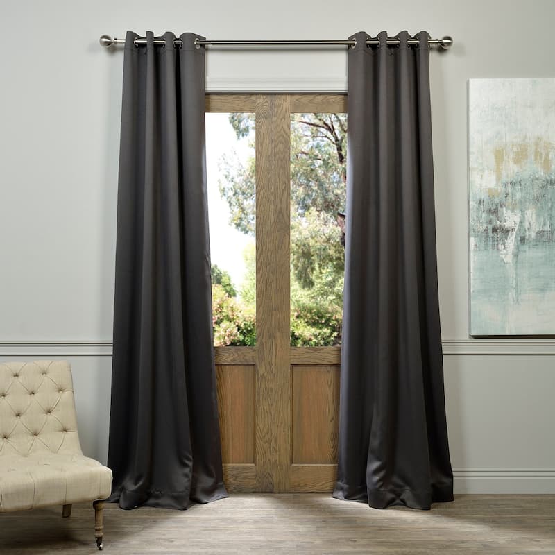 Exclusive Fabrics Anthracite Grey Grommet Room Darkening Curtain Panel Pair (2 Panels) - 50 X 108
