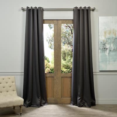 Exclusive Fabrics Anthracite Grey Grommet Blackout Curtain Panel Pair (2 Panels)