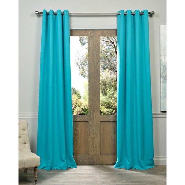Exclusive Fabrics Aqua Grommet Top Blackout Curtain Panel Pair ...