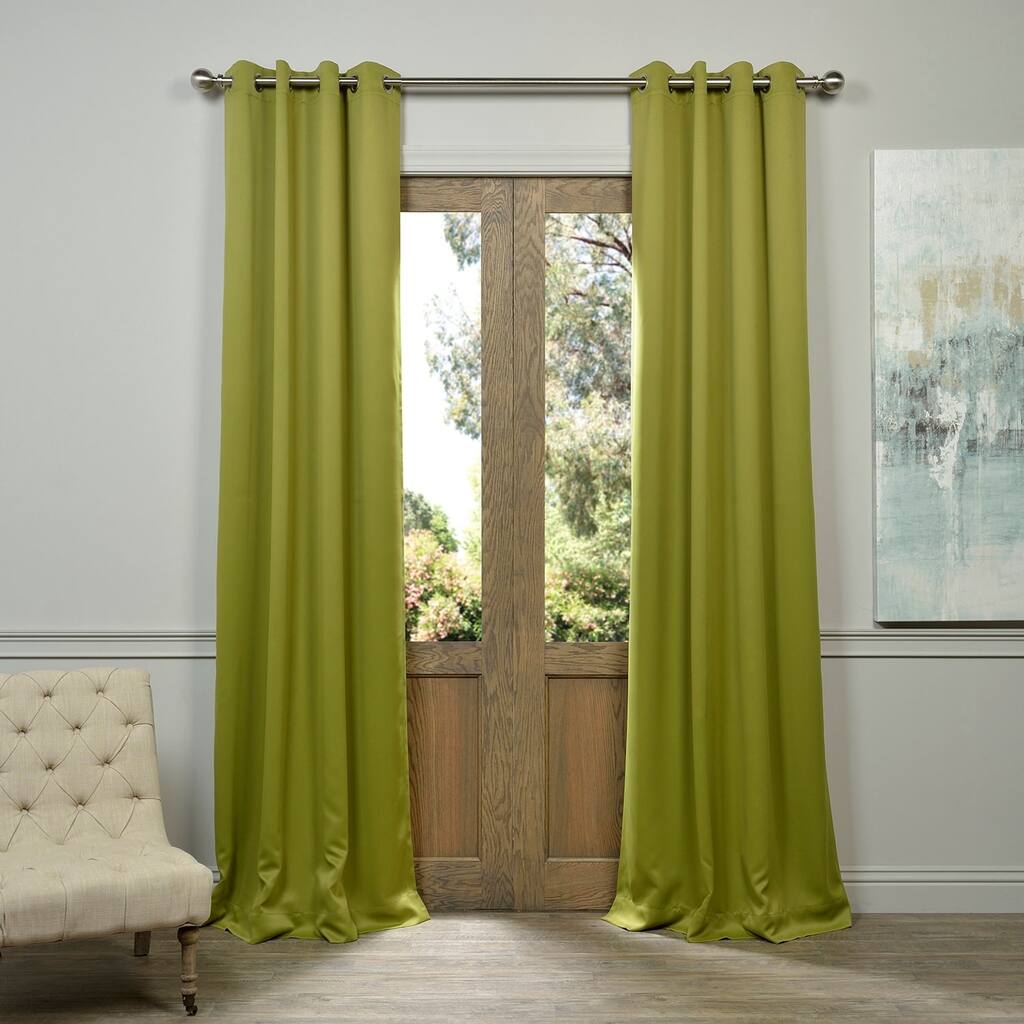 Exclusive Fabrics Green Grommet Room Darkening Curtain Panel Pair (2 Panels)