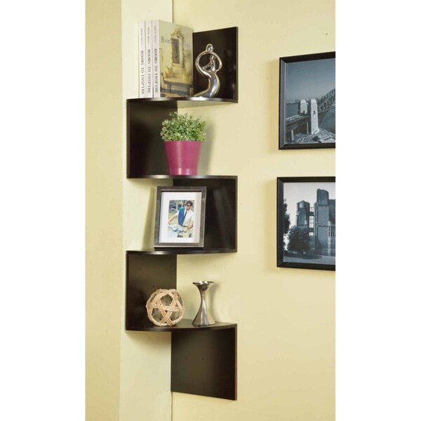 Black Contoured Metal Corner Bookcase - 16558562 - Overstock.com ...