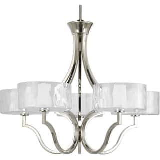 Caress Collection 5-Light Polished Nickel Clear Water Glass Luxe Chandelier Light