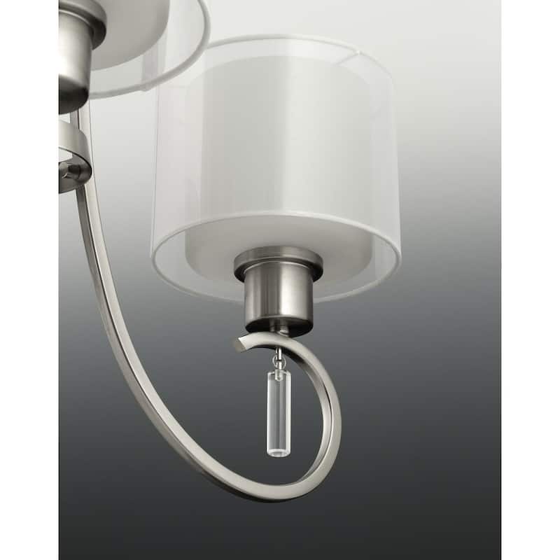 Invite Collection 3-Light Brushed Nickel White Silk Mylar Shade New Traditional Chandelier Light