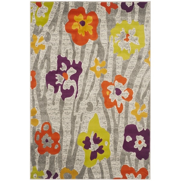 Safavieh Porcello Contemporary Floral Light Grey/ Purple Rug - 8'2 x 11'