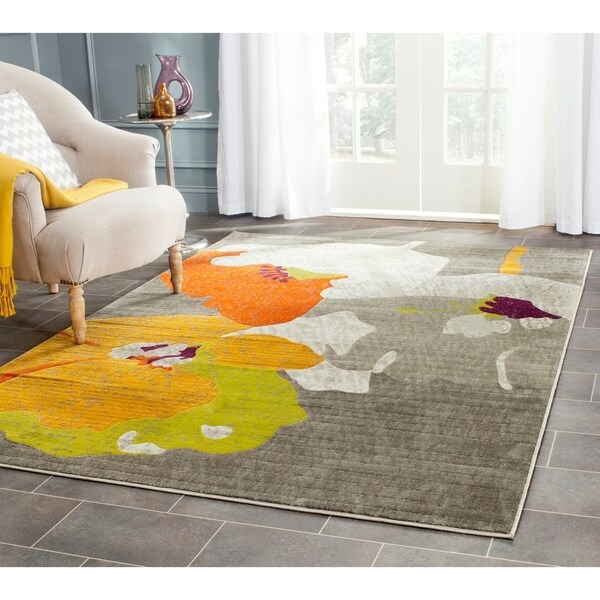 Safavieh Porcello Contemporary Floral Dark Grey/ Ivory Rug - 8'2 x 11'