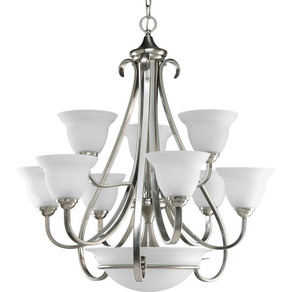 Progress Lighting Torino Collection 9 Light 2 Tier Brushed Progress Lighting Torino Collection 9 Light 2 Tier Brushed Nickel Chandelier Fixture