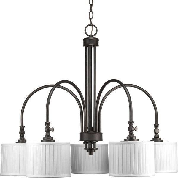 Progress Lighting Clayton 5-Light Brown Farmhouse Chandelier