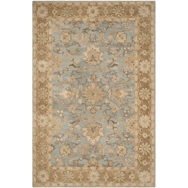 Safavieh Handmade Anatolia Oriental Light Blue/ Taupe Hand-spun Wool Rug - 9' x 12'