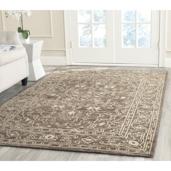 Safavieh Hand knotted Kenya Brown/ Beige Wool Rug (7 Square)