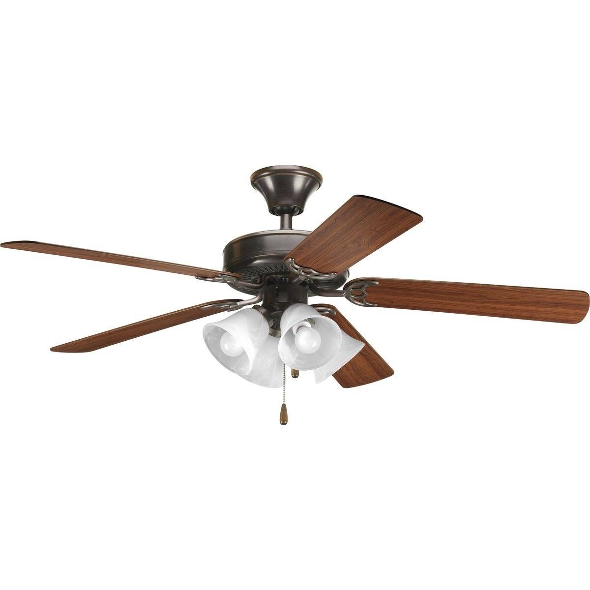 Progress Lighting Airpro Builder 52 Inch 5 Blade Antique Bronze Ceiling Fan Lighting Fixture