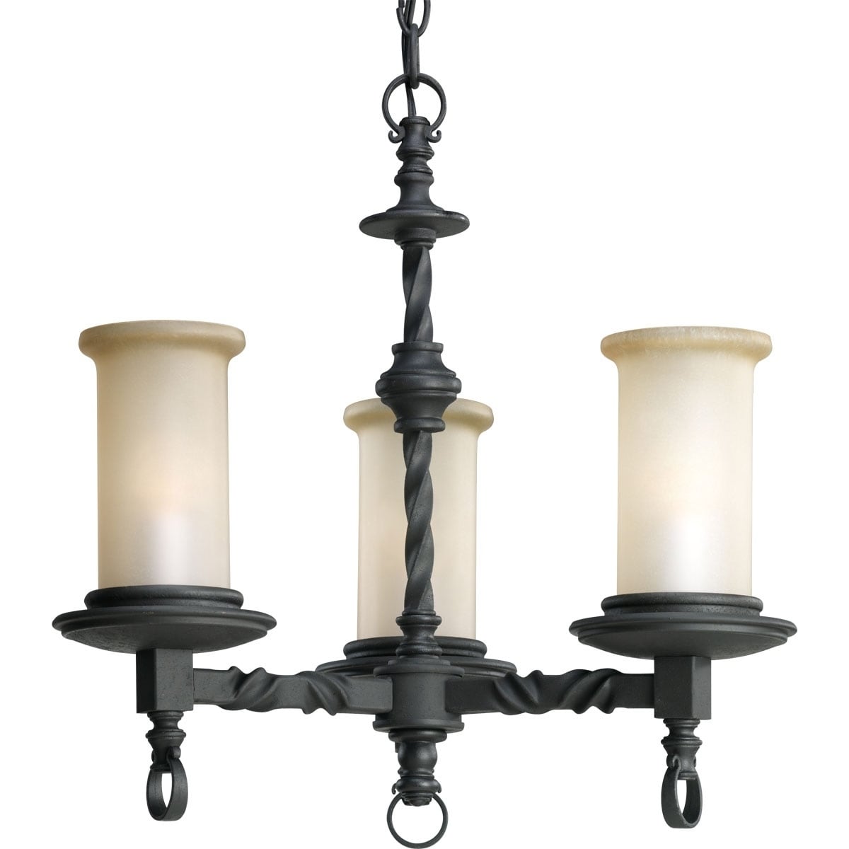 Progress Lighting Santiago Collection 3-Light Forged Black Chandelier Lighting Fixture - N/A (Santiago 3-light Forged Black Chandelier) - Chandeliers For Bedrooms by Overstock.com