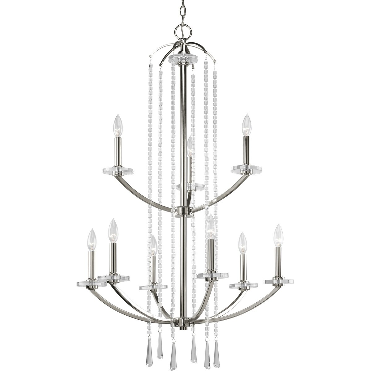 Progress Lighting Nisse Collection 9-Light Polished Nickel Chandelier Lighting Fixture - N/A (Nisse 9-light Polished Nickel Chandelier) - Chandeliers For Bedrooms by Overstock.com