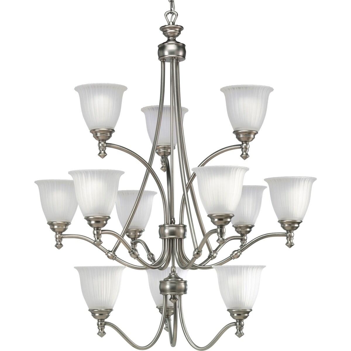 Progress Lighting Renovations Collection 12-Light 3-Tier Antique Nickel Chandelier Lighting Fixture - N/A (Renovations 12-light Antique Nickel - Chandeliers For Bedrooms by Overstock.com