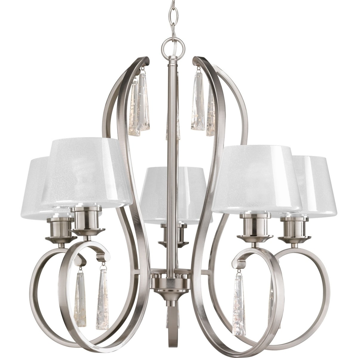 Progress Lighting Dazzle Collection 5-Light Brushed Nickel Chandelier Lighting Fixture - N/A (Dazzle 5-light Brushed Nickel Chandelier) - Chandeliers For Bedrooms by Overstock.com