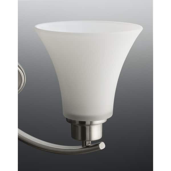 Progress Lighting Joy Collection 5-Light Brushed Nickel Etched White Inside Glass Traditional Chandelier Light