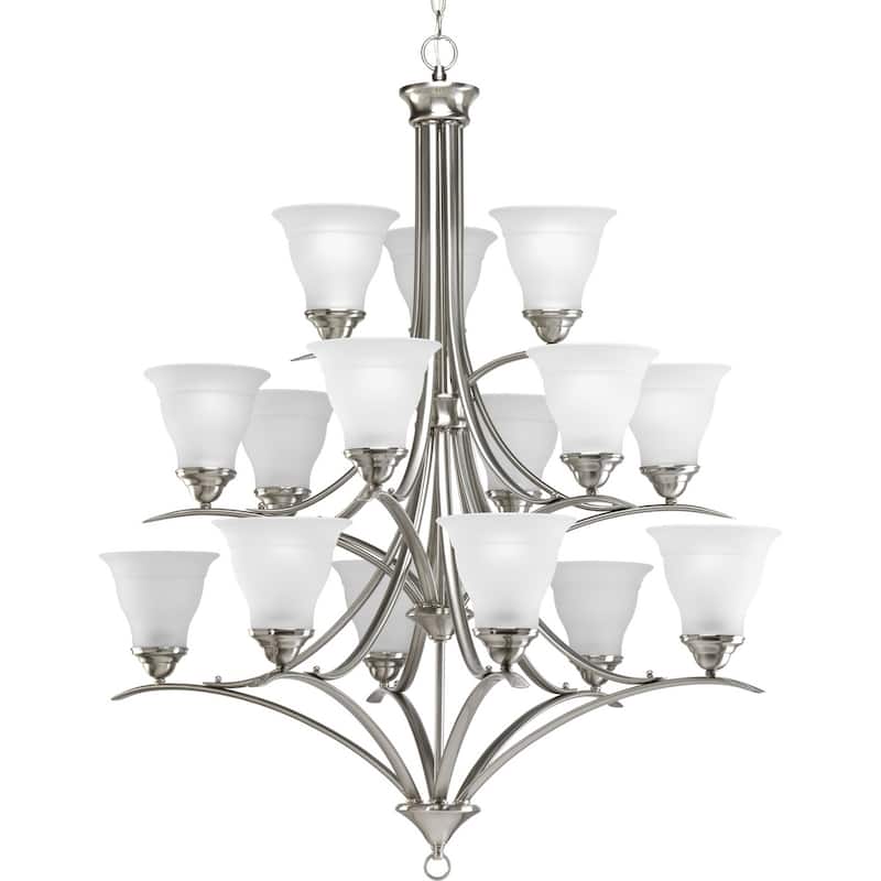 Trinity Collection 15-Light Brushed Nickel Etched Glass Traditional Chandelier Light