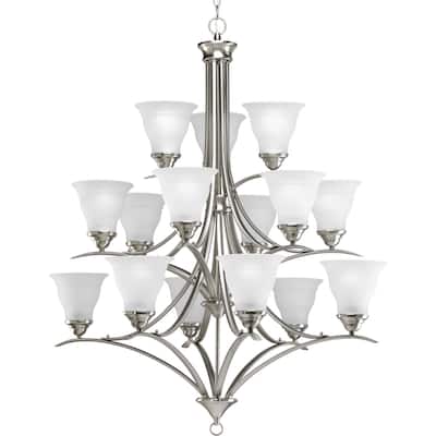 Trinity Collection 15-Light Brushed Nickel Etched Glass Traditional Chandelier Light