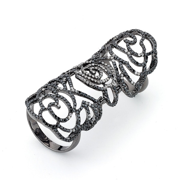 Shop Neda Behnam 18k Black Gold 2 3/4ct TDW Diamond Double Knuckle Ring