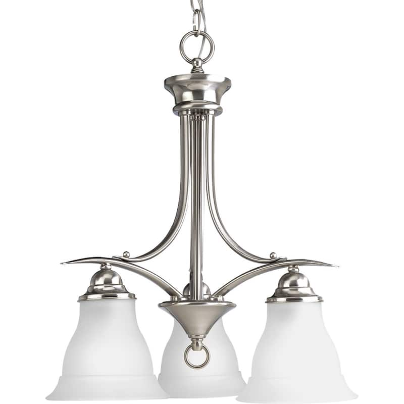 Trinity Collection 3-Light Brushed Nickel Etched Glass Traditional Chandelier Light