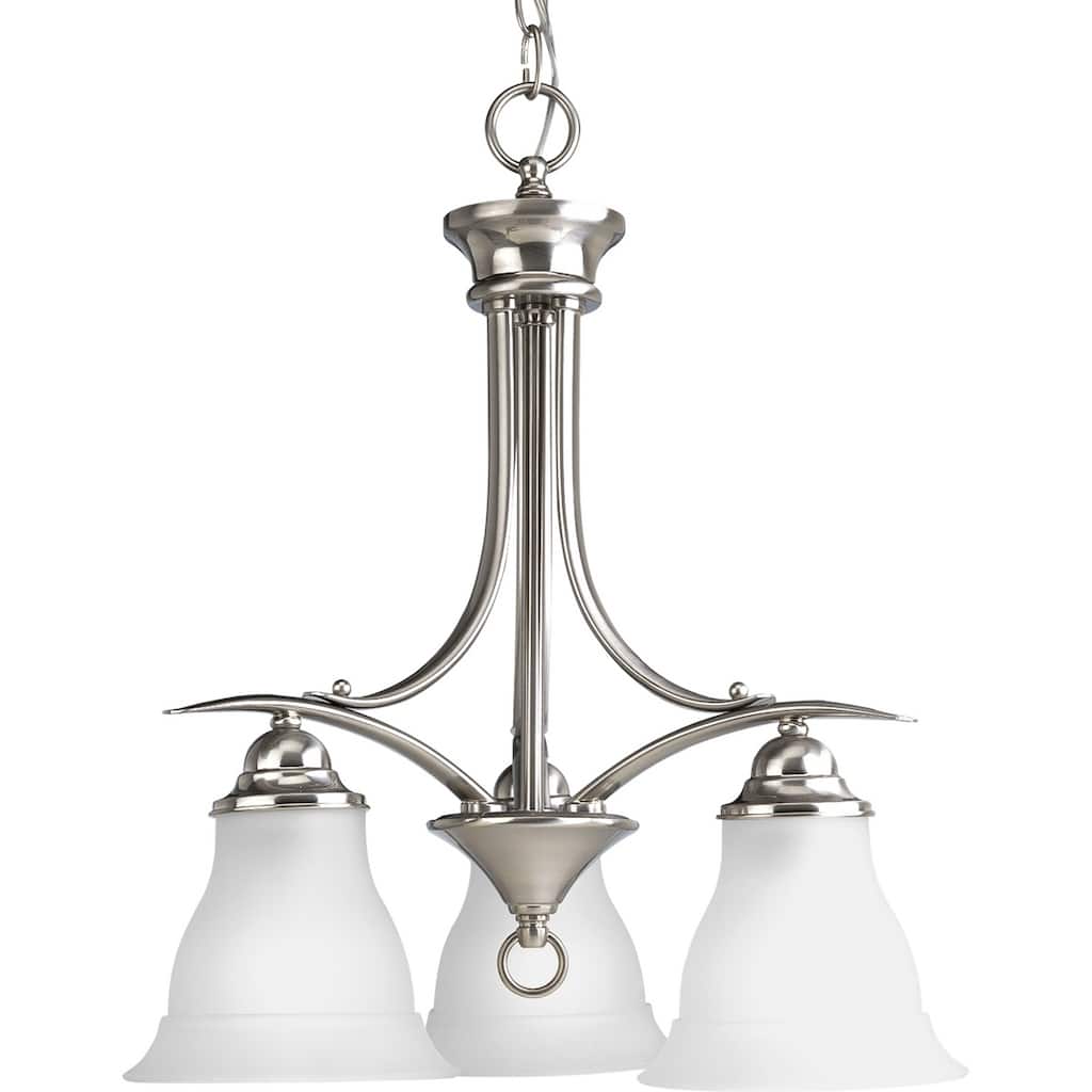 Trinity Collection 3-Light Brushed Nickel Etched Glass Traditional Chandelier Light