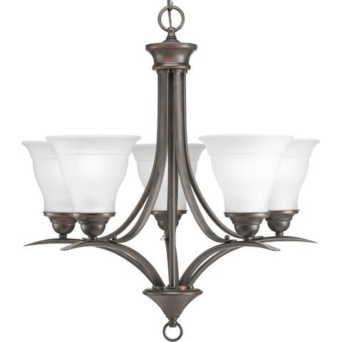Trinity Collection 5-Light Antique Bronze Etched Glass Traditional Chandelier Light - N/A
