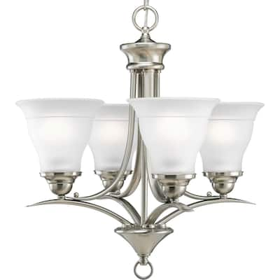 Trinity Collection 4-Light Brushed Nickel Etched Glass Traditional Chandelier Light - N/A