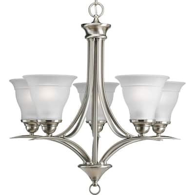 Trinity Collection 5-Light Brushed Nickel Etched Glass Traditional Chandelier Light - N/A