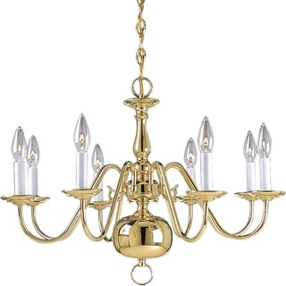 Americana Collection 8-Light Polished Brass White Candle Traditional Chandelier Light - N/A