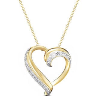 Finesque Gold over Sterling Silver Diamond Accent Heart Necklace. Opens flyout.