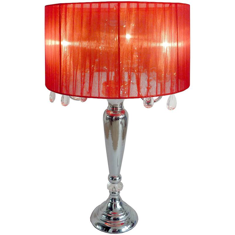 Silver Orchid Bacall Hanging Crystals Sheer Shade Table Lamp