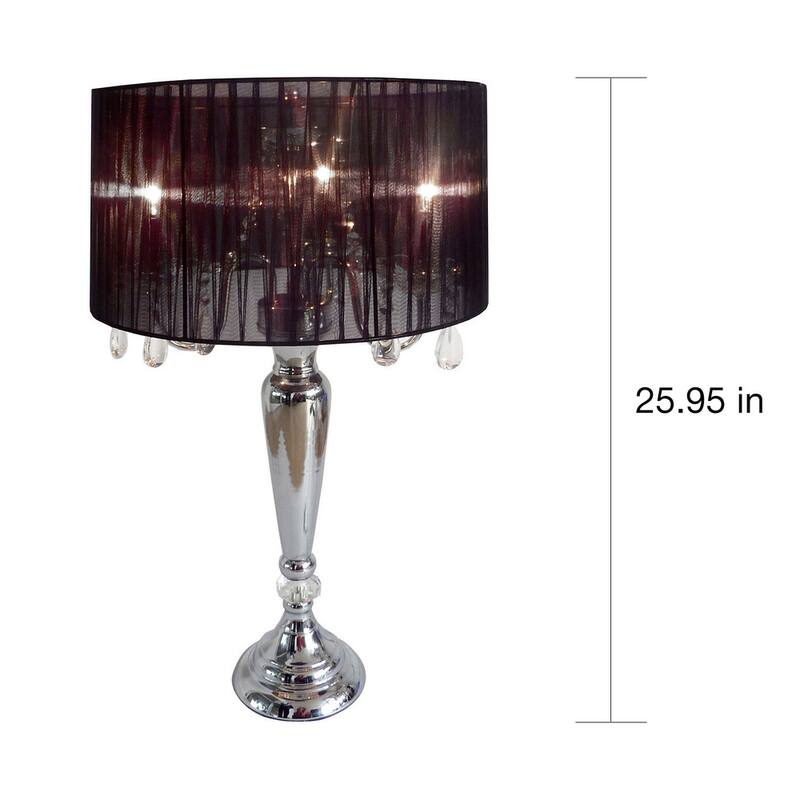 Silver Orchid Bacall Hanging Crystals Sheer Shade Table Lamp
