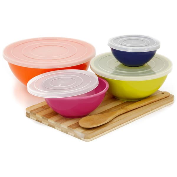 Set of 4 melamine bowls with lid