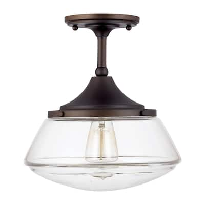 Capital Lighting Retro School House Collection 1-light Burnished Bronze Flushmount