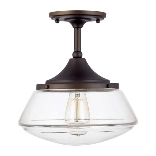 Capital Lighting Retro School House Collection 1-light Burnished Bronze Flushmount - - 9368414