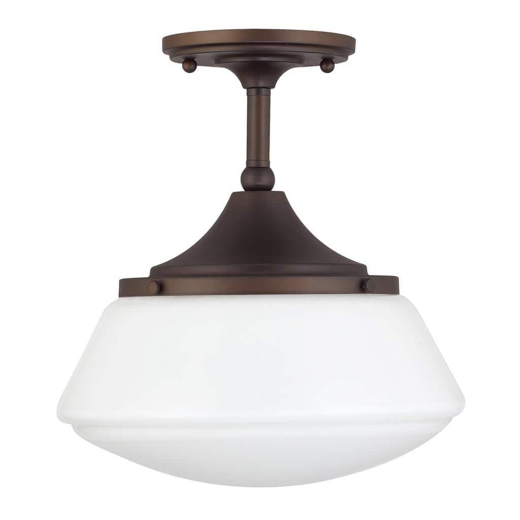 Retro School House 1-light Burnished Bronze Flush Mount