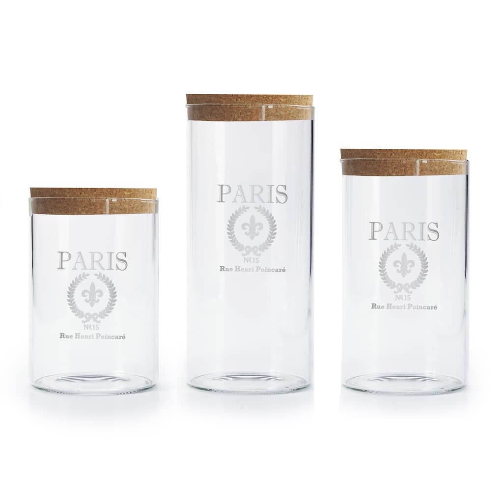 Paris Design Clear Glass Canisters (Set of 3)