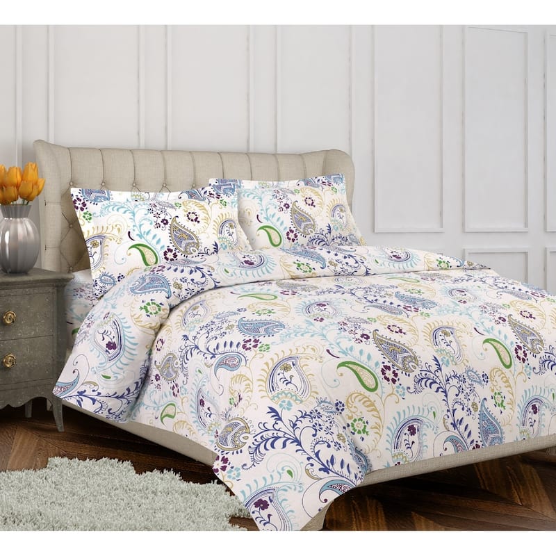 Tribeca Living Paisley Garden 3-piece Duvet Cover Set