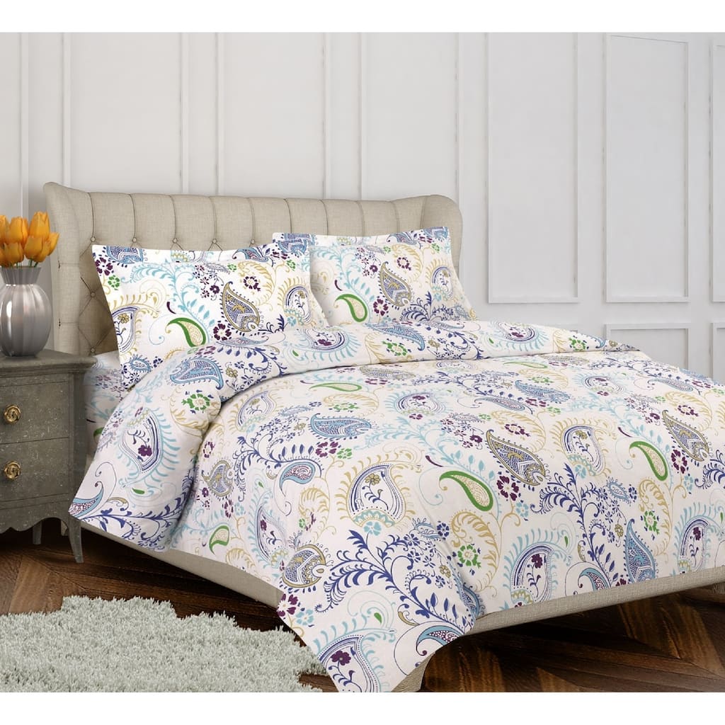 Tribeca Living Paisley Garden 3-piece Duvet Cover Set