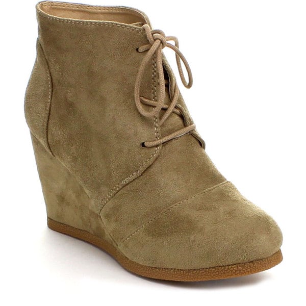 Styluxe Women's 'Winning-08' Faux Suede Lace-up Wedge Booties ...