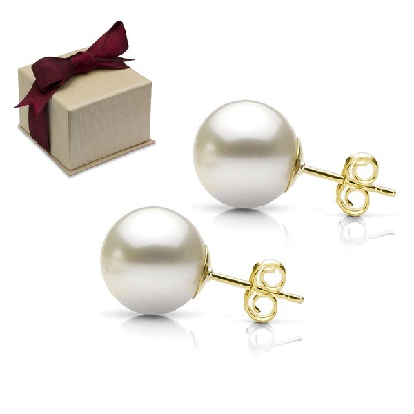 PAPPET Pearl Stud Earrings 11-12mm White Natural Freshwater Genuine Pearls Studs Earrings Jewelry Gifts For Women /& Girls
