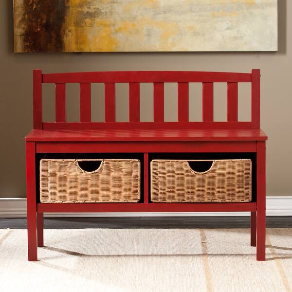 Shop Copper Grove Gallica Red Bench With Storage Baskets On Sale