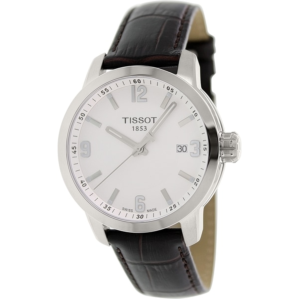 Tissot Mens T0554101601701 PRC 200 Silvertone Dial Brown Leather