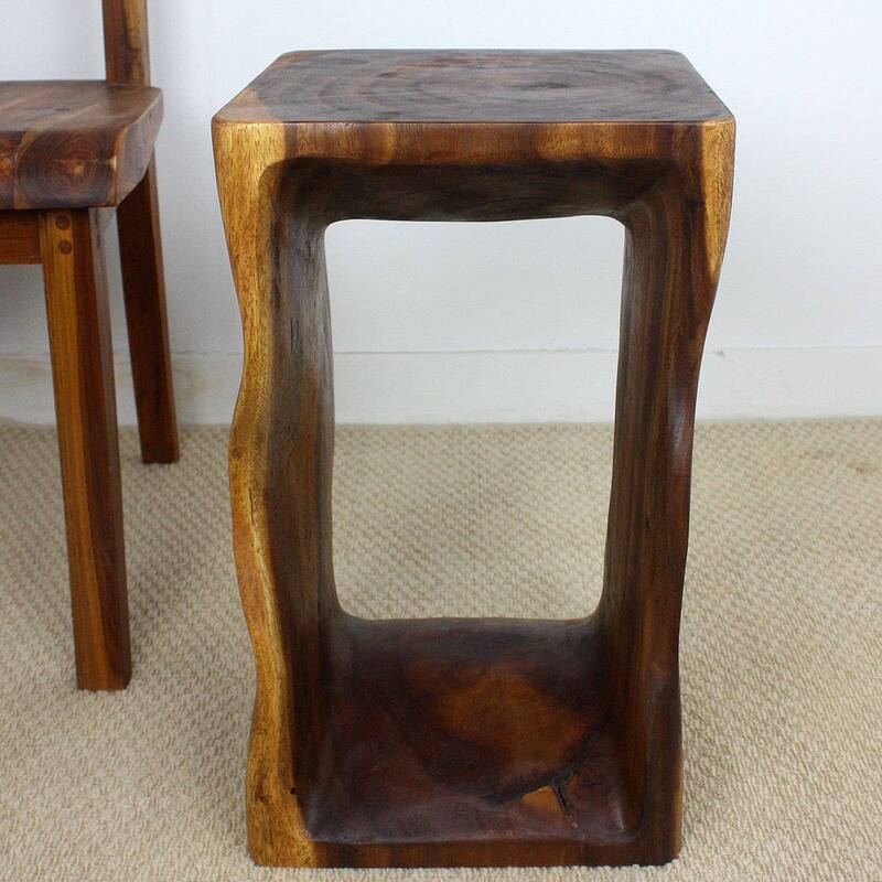 Handmade Wood Natural Stool End Table (Thailand) - 12" x 12" x 20"