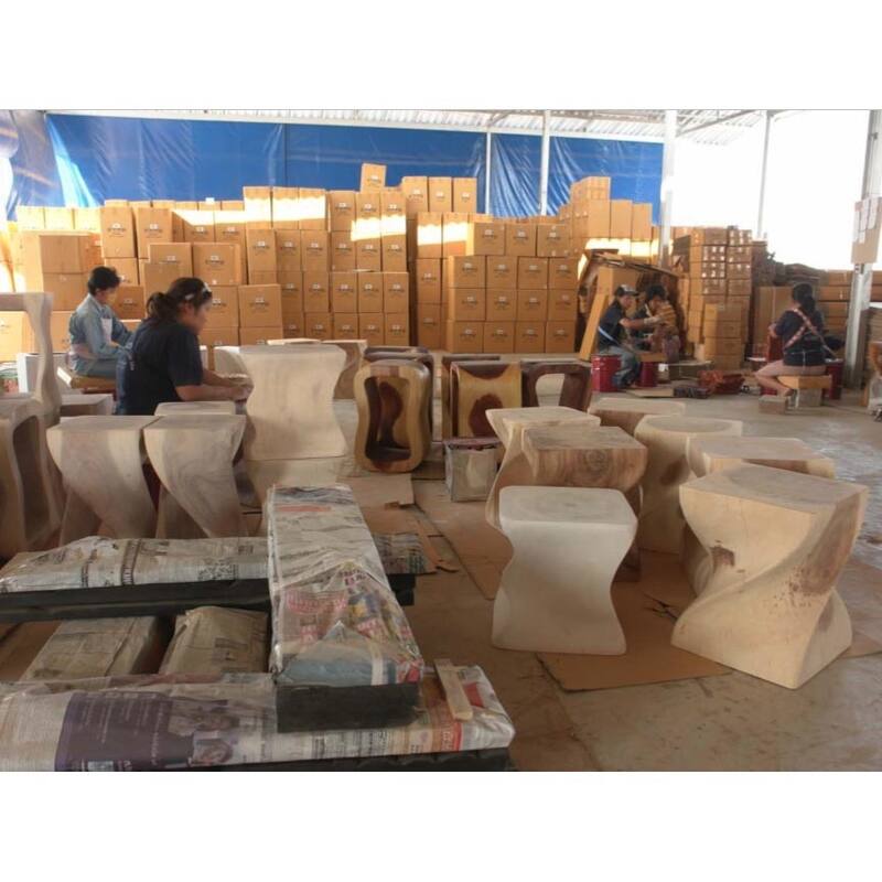 Handmade Wood Natural Stool End Table (Thailand) - 12" x 12" x 20"