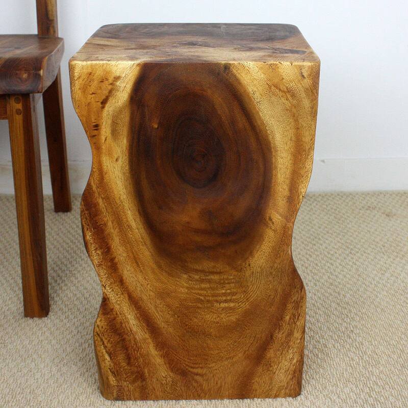 Handmade Wood Natural Stool End Table (Thailand) - 12" x 12" x 20"