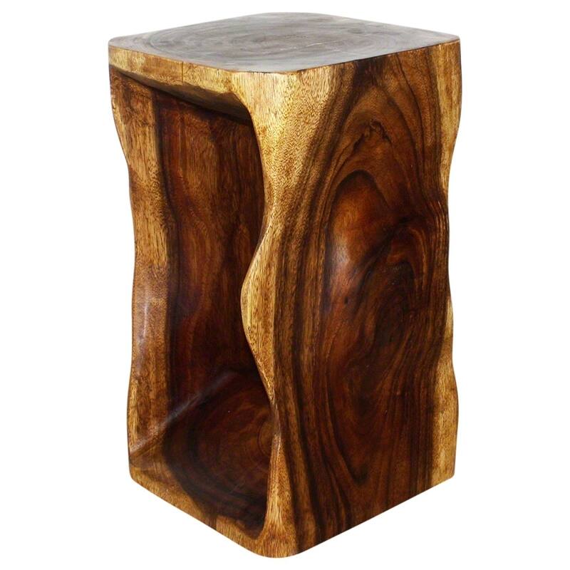 Handmade Wood Natural Stool End Table (Thailand) - 12" x 12" x 20"